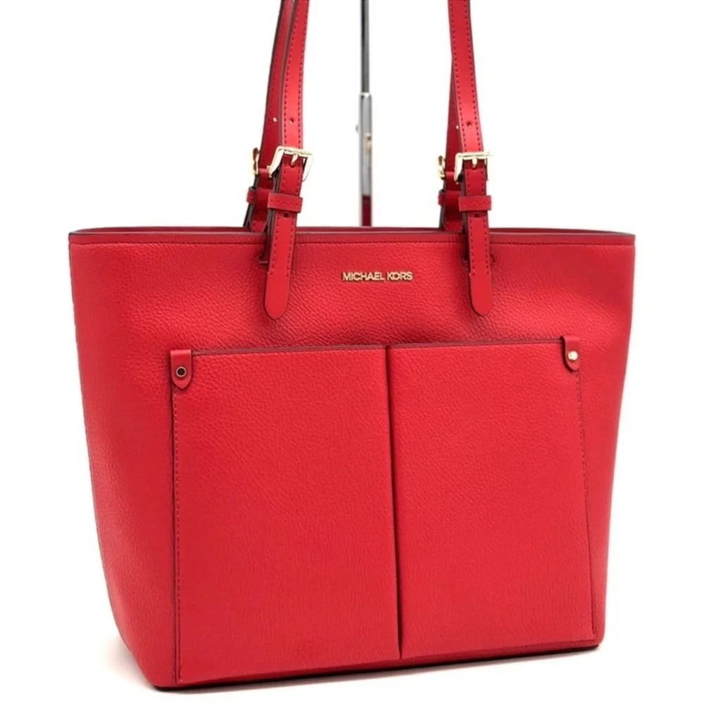 Michael Kors Jet Set Medium Pocket Tote Bag Red - Picture 3 of 10